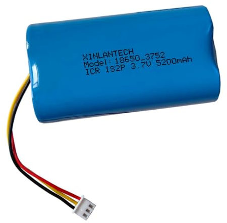 XINLANTECH 18650 1s2p 5200mAh 3.7v Rechargeable Lithium-ion Battery with XH2.54/3P plug / 5C Cells/Support Fast Charging