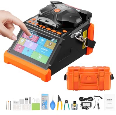 VEVOR Soudeuse Fibre Optique 6 Moteurs Épisseuse Fusion Fibre Optique Alignement Noyau Gaine, Épissage 6 s Chauffage 13 s, Écran Tactile, Support de Fibres 3 en 1, Batterie 7800 mAh pour SM MM DS NZDS
