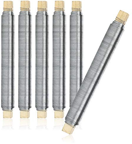 com-four® 6x Blumenwickeldraht, 600g Basteldraht, Bindedraht auf Holzstab | Haushalt - Schmuck - DIY-Projekte - Floristik - Metalldraht zum Basteln