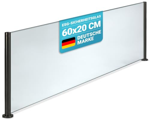 Spritzschutz Herd - 60 cm ESG Sicherheitsglas - massive Halterung - schwarz | Unsichtbare Verschraubung von unten - herausnehmbare Glasscheibe für einfache Reinigung - ideal für Kochinseln