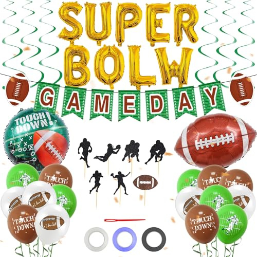 American Football Deko Set,Super Bowl American Luftballons,Rugby Fußball Thema Party Ballon Deko,American Football Party Liefert,SUPERBOWL Folien-Luftballons,für Sport-Thema Geburtstag Dekoration