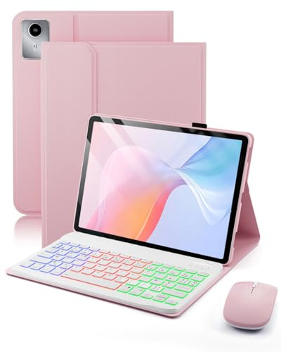 pour Lenovo Idea Tab (2025 TB336ZU/TB336FU)/ Lenovo Tab M11 (2024 TB330FU/TB330XU) 11 Pouces Coque avec Bluetooth sans Fil Français (AZERTY) Clavie Rétroéclairé Souris,Éclairage Arrière Keyboard Case