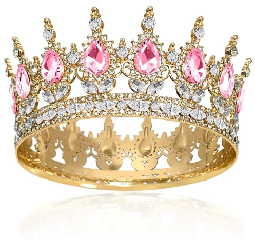 Volle Runde Mädchen Tiara, Strass Krone Kronen, Brautkrone Kristall Damen | Brautkrone Kristall, Sparkly Strass Prinzessin Karneval Kopfschmuck Schmuck für Hochzeit Prom Geburtstag Party