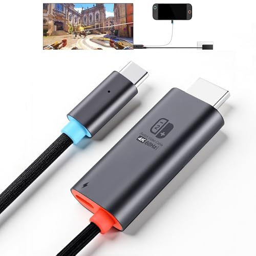 4 K @ 60 Hz USB C to HDMI Cable Dock alternativa compatibile con Nintendo Switch/Switch OLED, Steam Deck & ROG Ally, 2 m USB-C HDMI Adapter with 100 W PD Charging for TV Screen Mirroring