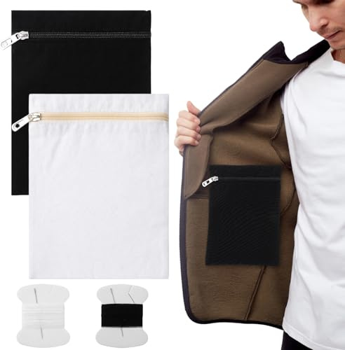 2 tasche laterali cucite con cerniera, cappotto da viaggio con tasche nascoste, tasca laterale sicura per vestiti, tasche attaccabili per vestiti, tasca nascosta da cucire con cerniera