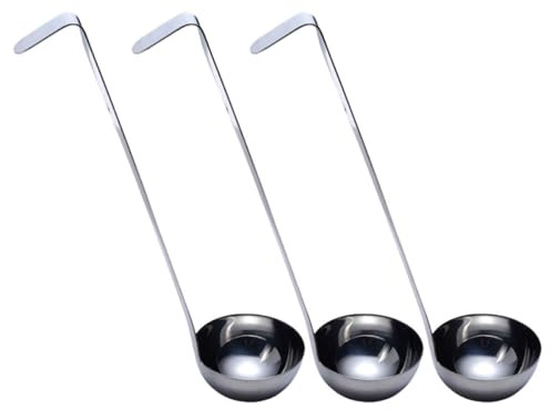 TOYANDONA Cuillères à Soupe Manches Longs en Acier Inoxydable Lot de 3 sans Bavure, pour Servir et Doser la Soupe Cuisine