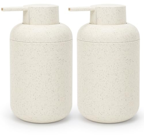 Topsky Tvålpump 2-pack, 330 ml, sugrörsfärg, med pump | Droppfri plastdispenser i vintagedesign – perfekt för kök, badrum, dusch och handfat