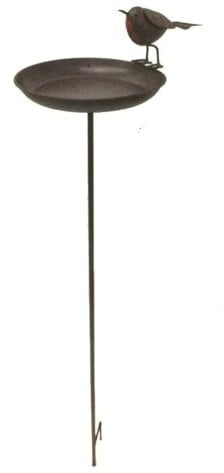 Garden Ornaments & Accessories Robin Bird Bath On Tall Spike