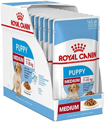 Royal Canin Medium Puppy In Saucennassfutter (40 x 140 g-Beutel) für Hunde, Welpen, Mittelgroße Rassen, Unisex, 5.6 kg