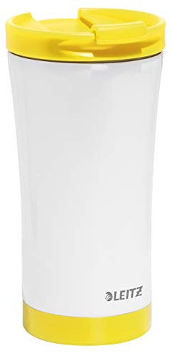 Leitz WOW Travel Mug, Stainless Steel, Thermal Insulation for Hot and Cold Beverages, Reusable - Yellow