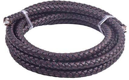KONMAY 2 Yards 8.0mm Lederband Lederschnur Rund geflochten,Antik-braun