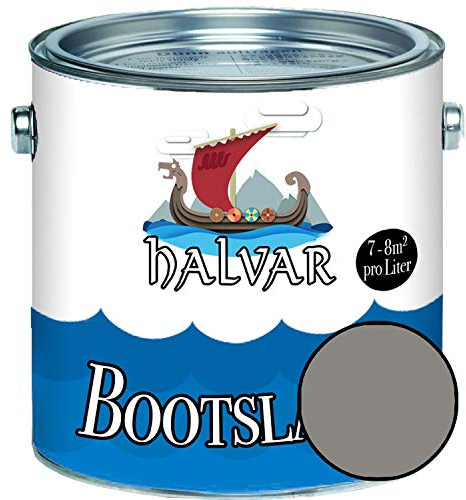 Halvar 2-K SEIDENMATT Yachtlack Weiß/Grau/Schwarz RAL 9001-9018 Bootslack für GFK/Polyester/Kunststoff 2-Komponenten Lack inkl. Härter (1 L, RAL 9007 Graualuminium)