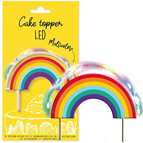 Scrapcooking – Cake Topper LED (Rainbow) – Thema Regenbogen mehrfarbig – Dekoration beleuchtet Holz Geburtstag für Kuchen, Torten, Gebäck, Kuchen & Desserts – Ornament Zubehör – 4966