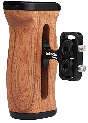 Universal Side Wooden Handle Grip,for DV Video Cage Rig DSLR,with Cold Shoe Mount 1/4 Screw,Woodgrain Finish