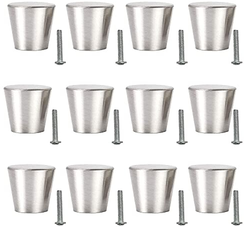 Lepidi 12 Stück Küchenschrankknopf, Einlochgriff, Schrankknopf, Möbelknöpfe, Einfachheit Möbelknöpfe Griff mit Schrauben für Schränke, Schubladen, Türen (Silber)