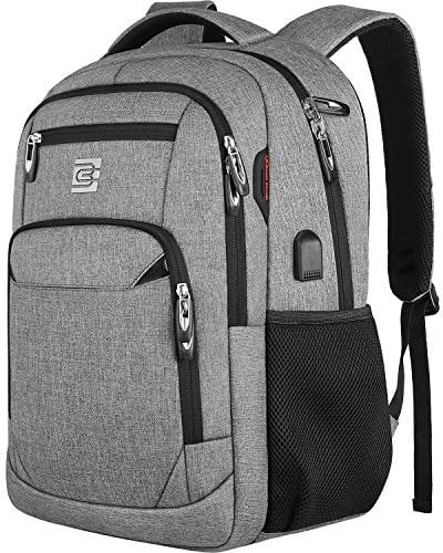 Volher 17 Inch Laptop Backpack, Business Anti Theft Slim Durable Laptops Backpack with USB Charging Port, Water Resistant College Computer Bag Gifts for Men & Women Fits 15.6 Inch Notebook-Grey