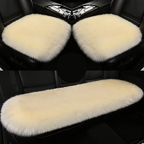 Universal Autozubehör Sitzauflagen für Seat Mii Ibiza Leon Arona Ateca Tarraco Alhambra, Faux Lammfell Sitzkissen Longhair Super weich für 90% Modelle Auto