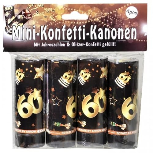 Set Konfetti Kanonen mit Jahreszahl zum 60. Geburtstag schwarz/gold