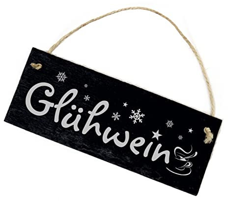 Glühwein Vintage Schiefer Dekoschild Türschild Schild Winterdeko Glühweinstand 22 x 8 cm