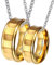 AMDXD Partner Halsketten für Sie und Ihn 2pcs Edelstahl, Partner Kette Personalisiert Gold Geometrisch Gebürstet mit Ring Anhänger für Damen Herren, Kettelänge 60cm 50cm, Breite 8MM