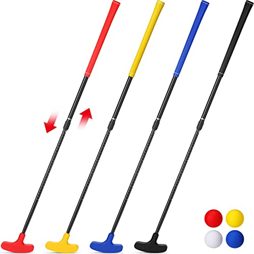 Hiboom 4 Pack Golf Putters for Men and Women Two Way Mini Golf Putter with 4 Balls Adjustable Length Kids Putter Bulk Right or Left Handed Golfers for Children Teenager Junior(Multicolor,4 Pack)
