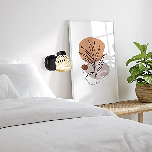 INSPIRE - Wandleuchte - NINON - 1 x E14 Max 28 W - L. 10 cm - Bambus Metall Schwarz - Wandlampe design