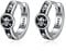 POPLYKE Schwarz Schädel Ohrringe für Damen Sterling Silber Schädel Reifen Ohrringe für Männer Gothic Schmuck Geschenke Geburtstag