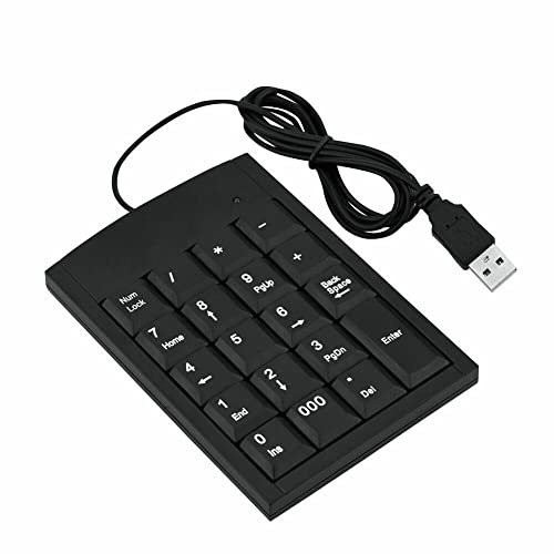 Xingdianfu Mini Zifferntastatur, Tragbare USB Ziffernblock, für Laptop Desktop Computer Pc, mit USB-Kabel 1,3 m Schwarz