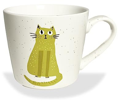 QualGifts Cat Mug (12 Oz) Ceramic Coffee Mug - Funny Cute Cat Mug - Cat Cup For Coffee, Tea and more - Cat Lover Gift Idea