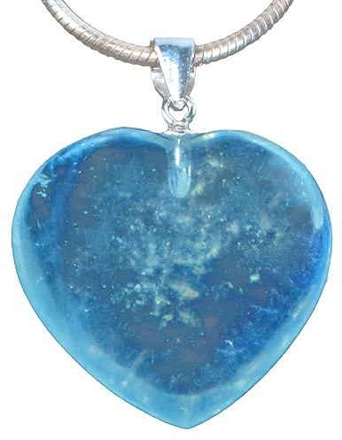 Lebensquelle Plus Herzanhänger Aquamarin | Edelstein Anhänger | Herz mit 925er Silberöse (M)