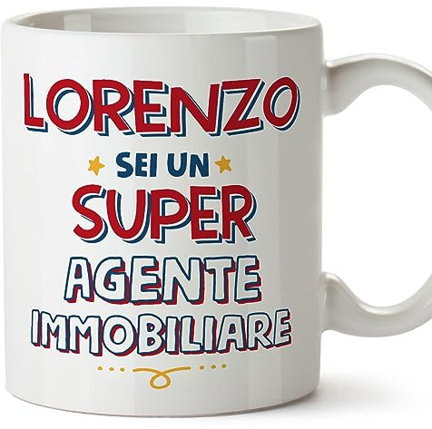 Mugffins Tassen Personalisierten für IMMOBILIENMAKLER Mann - Auf Italienisch - Sei Super - 11 oz / 330 ml - Individuell Anpassbar Geschenk Mitarbeiter