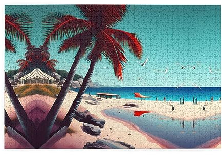 Personalisiertes Holzpuzzle – Erstellen Sie ein individuelles Bilderpuzzle für Familienspaß und Wohnkultur, Strandlandschaft