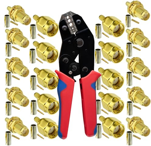 Pinza crimpatrice coassiale e 10 set da maschio SMA a femmina per crimpare RG174 RG316 SMA cavo antenna