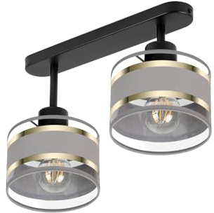 alfalux Deckenlampe Mit 2 Lampenschirmen LED Deckenleuchte Leuchte Lampe Wohnzimmerlampe Schlafzimmerlampe Wohnzimmer Schlafzimmer Badezimmer Küche Deckenleuchten TI-3306SC-GRGR Grau/Grau