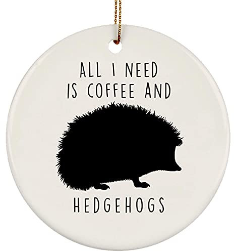 Weihnachtsbaumschmuck 7.3 cm, Igel-Silhouette Lustig Weihnachtsschmuck Elegant Christbaumschmuck Anhänger Premium Runde Keramik Ornament Für Weihnachten Neujahr Geschenk Holiday