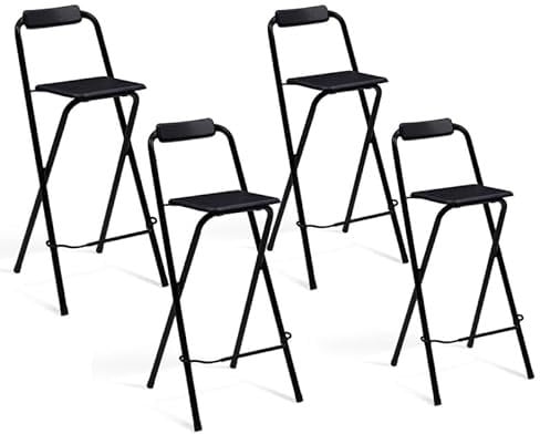 IDMarket - Lot de 4 tabourets de Bar pliants DELSON Noirs
