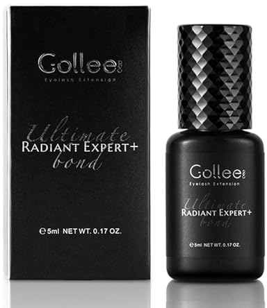 GOLLEE Pegamento Pestañas Postizas Pegamento Pestañas Pelo a Pelo Pegamento de Pestañas (0,7 fl.oz/5 ml) / Secado rápido 0.5 S/Resistente al Agua / 5-6 Semanas/Sólo Uso Salón Adhesivo Negro
