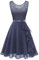 Berylove Robe de cocktail élégante avec ourlet à volants pour femme - Robe de soirée courte, bleu, XXXL