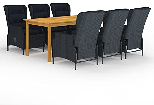 Tidyard 7-TLG.Garten Essgruppe Gartenmöbel Set,Sitzgruppe Esstisch mit Stuhl,Terassenmöbel,Gartengarnitur für Garten Terrasse Dunkelgrau-4340