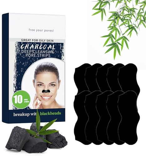 AQSQWQ Patch Point Noir, 10 Patchs Purifiants au Charbon, Patch Anti Point Noir Nez Visage, Nettoyage des pores au charbon actif, élimine les points noirs et les impuretés