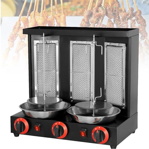 DDZJTPP Máquina Kebab,Parrilla Horno Asador Vertical Gas,Horno Giratorio Vertical Encimera,Bandeja Recolectora Carne,Equipo Combustible Gas,para Cocina Comercial Y Doméstica,Black