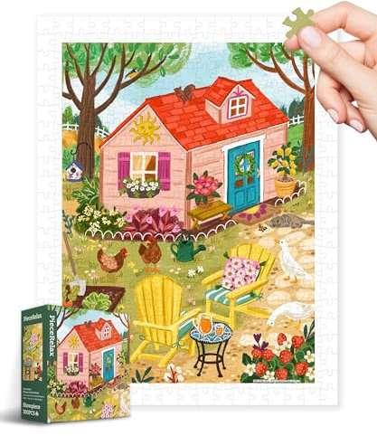 PieceRelax Plastic Jigsaw Puzzles for Adults 300 Pieces - Olivia Gibbs - Whimsy Garden House Most Satisfying Table Games and Gifts No Puzzle Mat Required Extra Small Pieces [H3639]