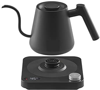 Hervidor de café eléctrico inteligente, cuello de cisne, 600 ml, control de temperatura de calor, té, leche, aislamiento, olla para evitar que se queme en seco, cocina (color: negro Reino Unido)