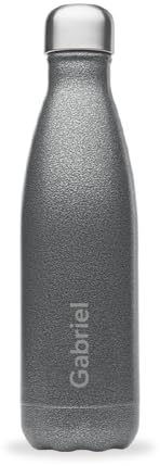Qwetch - Bouteille Personnalisée Isotherme 500ml Roc - Gourde Nomade Inox Recyclé - 24h Froid et 12h Chaud - Etanche, Sans BPA & Réutilisable (Gris)
