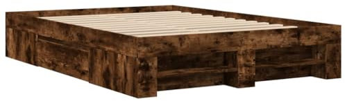 vidaXL Bettgestell, Bettrahmen mit Lattenrost, Schlafzimmerbett Bett mit Stauraum, Doppelbett für Schlafzimmer, Räuchereiche 120x190cm Holzwerkstoff