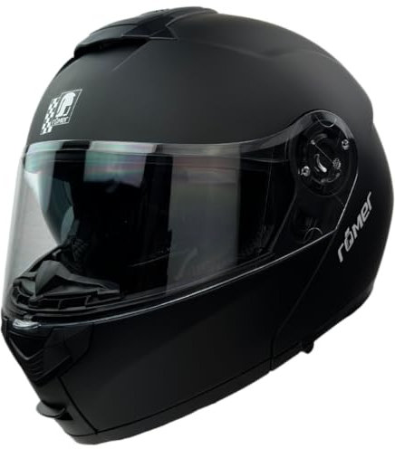 Römer Klapphelm für Motorrad RR20770 Motorradhelm mit Sonnenvisier Größe L Helm mit Doppelvisier matt schwarz