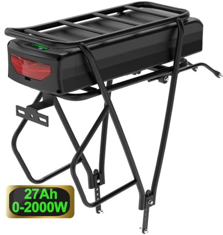 52V 28.8Ah Batteria per bici elettrica da 52 V 2000W con fanale posteriore portabagagli - Battery del kit di conversione Ebike