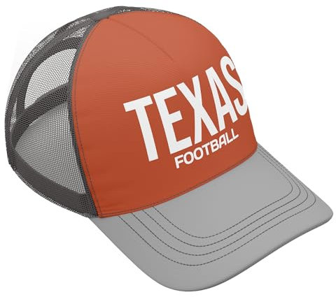 Printbox Originals Bestickte Texas Football Trucker Cap Austin Texas Mütze Longhorn Cap Unisex Gameday, Ora/Grau/Char, Einheitsgröße