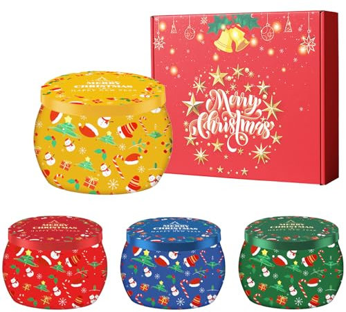 4Pcs Coffret Bougie Noel Bougies de Noël Cadeau Yoga Femme,5,65 OZ Bougie de Noël Parfumées Coffret,Lot Bougies Design Coffret Bougies Parfumées,Coffret Cadeau Bougies Parfumées pour Décoration Maison