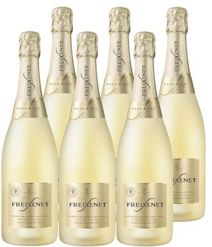 Freixenet Carta Medium Dry (6x0,75  l) – Sparkling Wine aus Spanien mit Pfirsich- und Honignoten, aus Macabeo und Chardonnay, trocken-fruchtig, passend zu Vorspeisen und Desserts